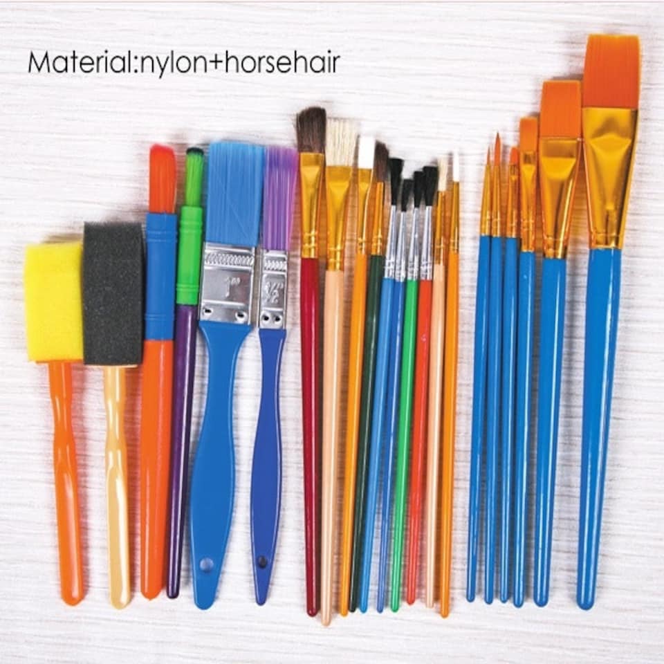 image 1 of Pack of 22 Assorted Professional Nylon and Horsehair Artist Oil Painting Brush Set
