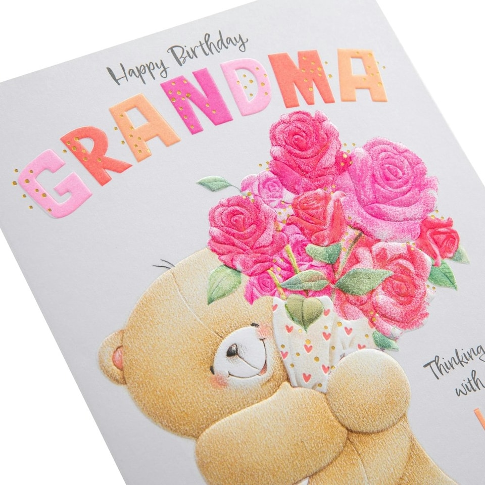image 1 of Pink Forever Friends Flowers Design Grandma Birthday Card