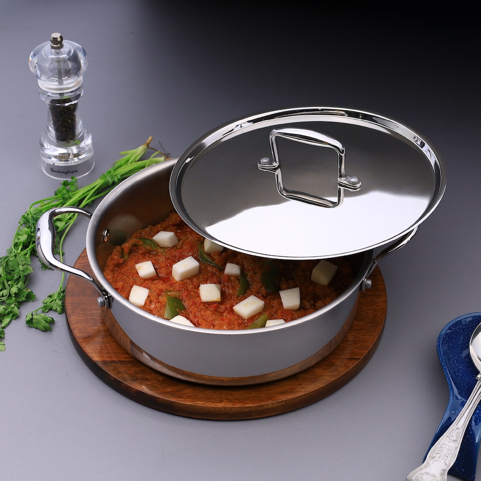 image 1 of Buckingham Elite Tri 18/8 Stainless Steel Sauteuse pan 24 cm / 9.5 in / 2.9 Litre.