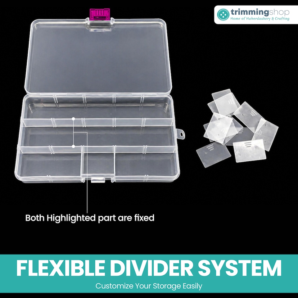 image 1 of 15 Compartment Storage Box with Pink Lock - 173 x 100 x 22mm