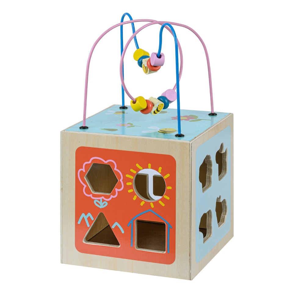 image 1 of Teamson Kids Preschool Play Lab 4-in-1 Large Wooden Activity Cube, Multi