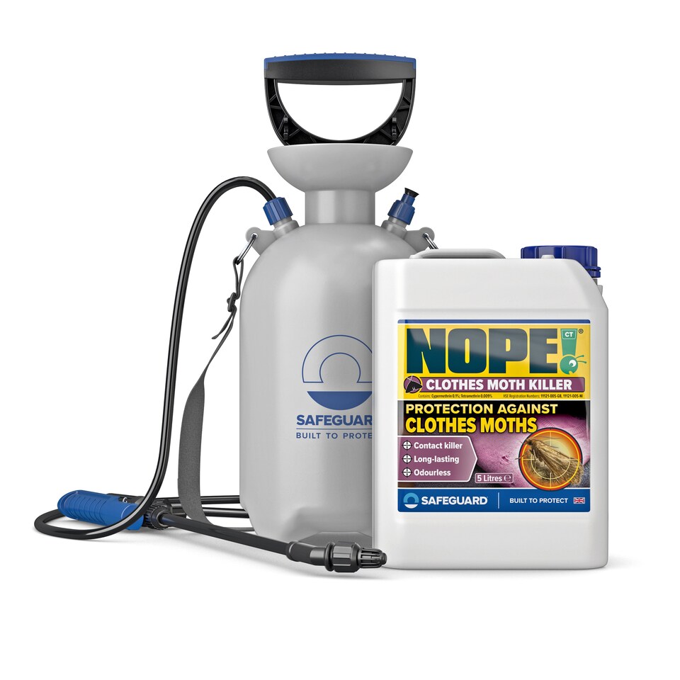 image 1 of NOPE Moth Killer (5L & Sprayer) Fast acting, Odourless, Long-lasting Moth Repellent for Home, Clothes, Wardrobe, Room & Carpets