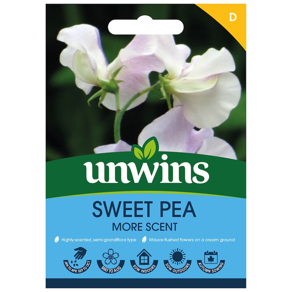 image 1 of Unwins Sweet Pea Seeds 'More Scent' Spencer-type Salmon Pink on Cream | Multi | White | Flower Seeds
