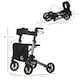 image 5 of HOMCOM 4 Wheel Rollator with Seat and Back, Folding Mobility Walker with Carry Bag, Adjustable Height, Dual Brakes, Cane Holder, Lightweight Aluminium Walking Frame for Seniors and Disabled, Silver