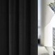 image 2 of Hampton Black Velvet Curtains 90 x 108 inch (229 x 274 cm) 100% Blackout Eyelet Thermal Noise Reducing Curtains for Bedroom and Living Room