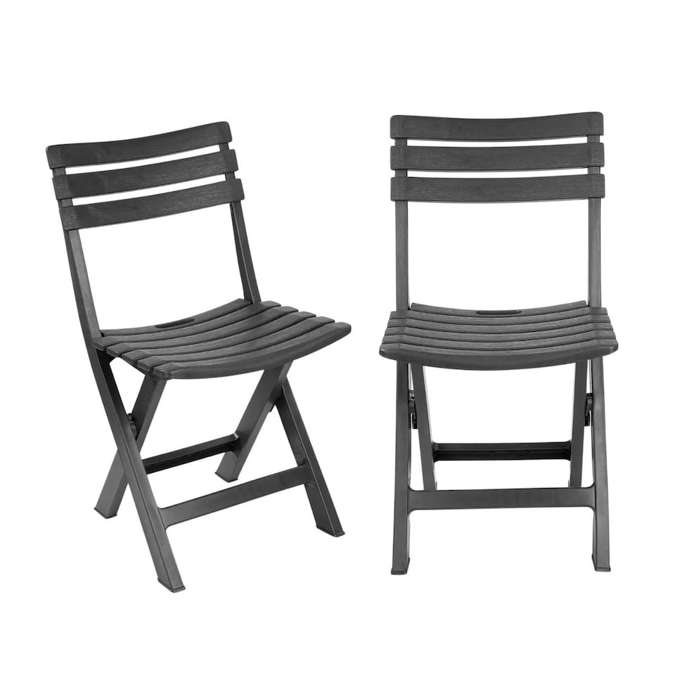 image 1 of Collapsible Folding Garden Chair Set - Camping Patio Lounge Seat | Grey | 2