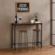 image 3 of CANCUN Bar Table & Stools Set Kitchen Dining Breakfast Industrial Furniture | Multi | 3 Piece Rustic Brown