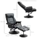 image 5 of HOMCOM Swivel Recliner Chair with Footstool, PU Leather Recliner Armchair with Ottoman, Steel Base, Upholstered Reclining Chair for Living Room, Bedroom, Office, Black | Black | Black