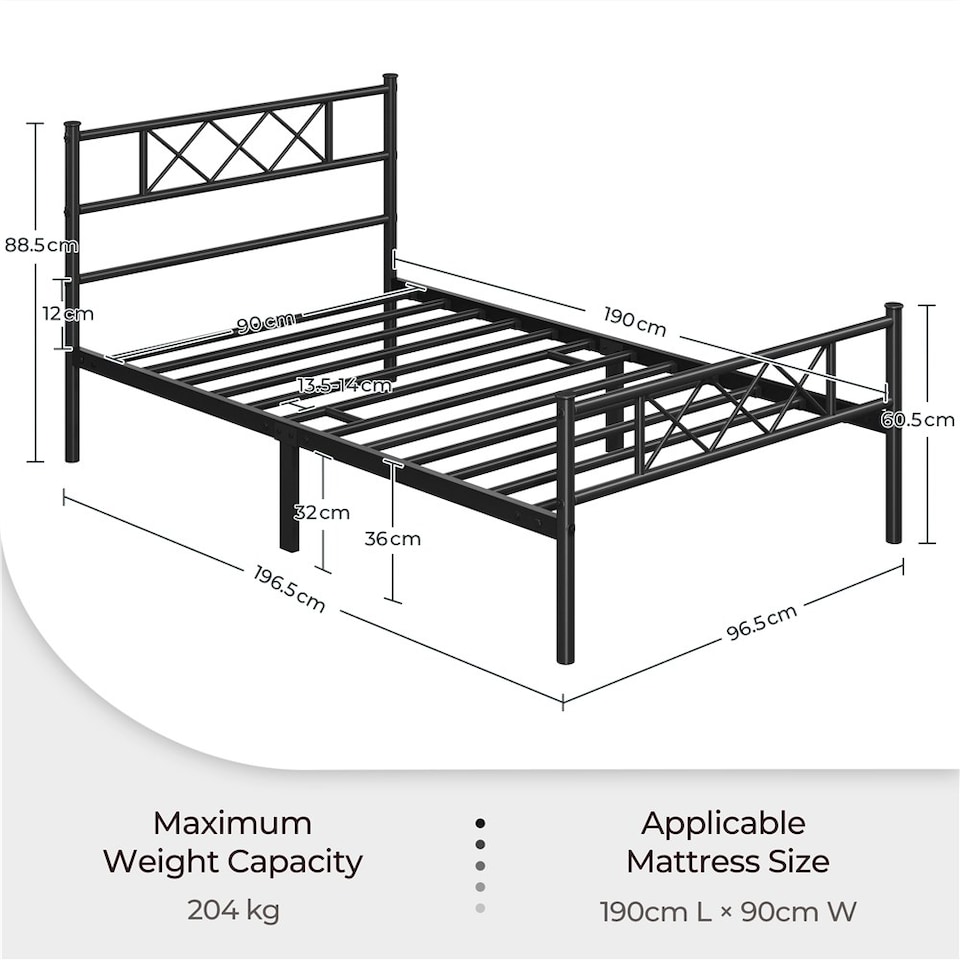 image 1 of Yaheetech 3ft Single Simple Metal Bed Frame Mattress Foundation Black