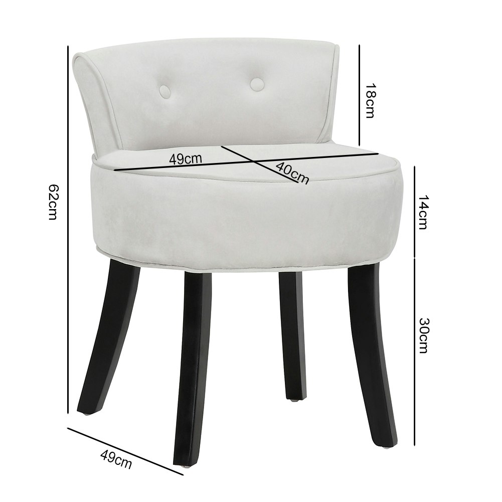 Living and Home Velvet Soft Seat Low Back Vanity Stool - Grey White - Tesco  Groceries