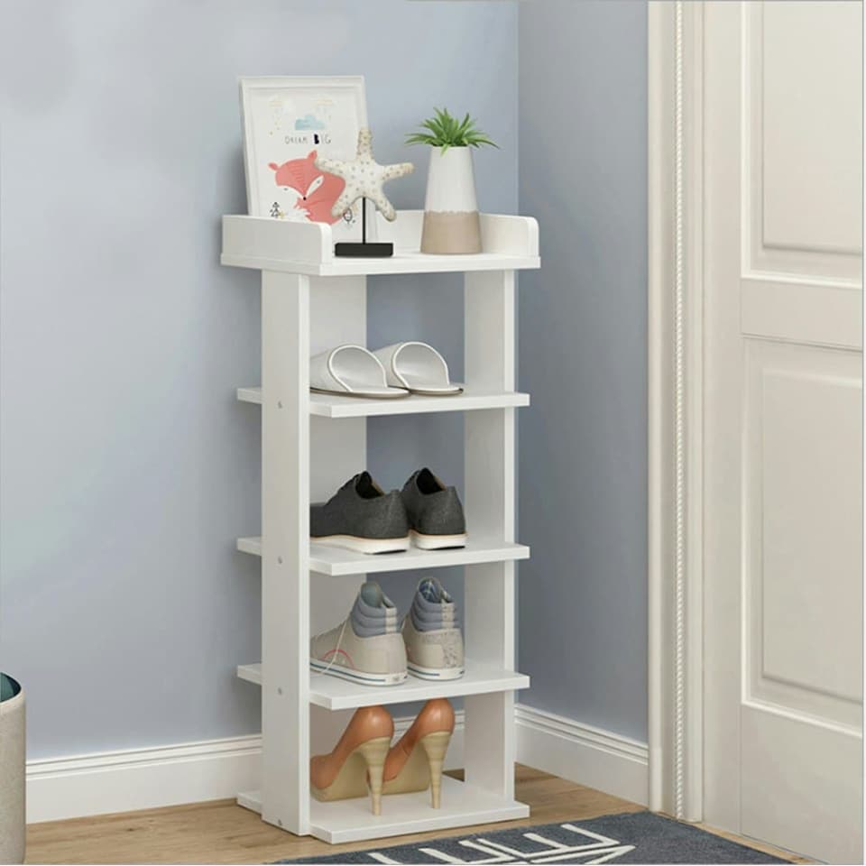 image 1 of Living and Home 5-Tier Shoe Rack Stand Shelf Space Saving - White
