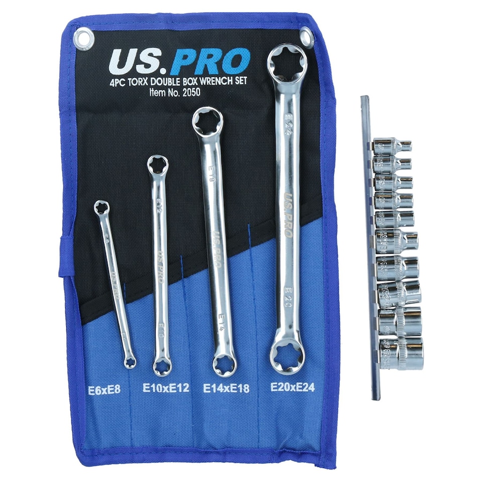 image 1 of Female E Torx Star Sockets E4 – E18 1/4" + 3/8” Drive + Spanners E6 – E24