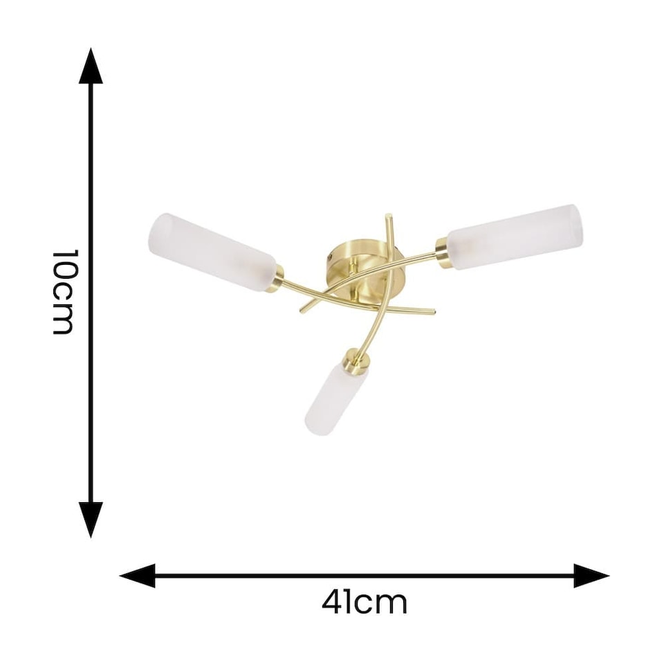 image 1 of ValueLights Maya Brushed Gold 3 Way Curved Cross Over Ceiling Light | Gold