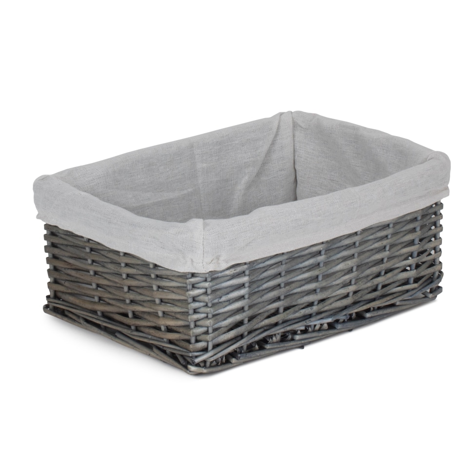 image 1 of Set of 3 Antique Wash Storage Basket with Lining | White | White | Not provided