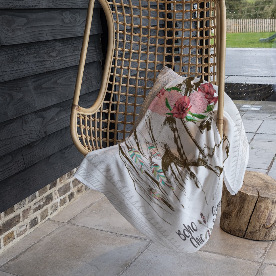 image 1 of Horse With Flower Chic Blanket | Multi