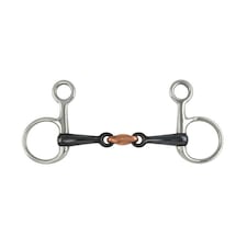 Shires Sweet Iron Horse Hanging Cheek Snaffle Bit - Silver/Black - 6in
