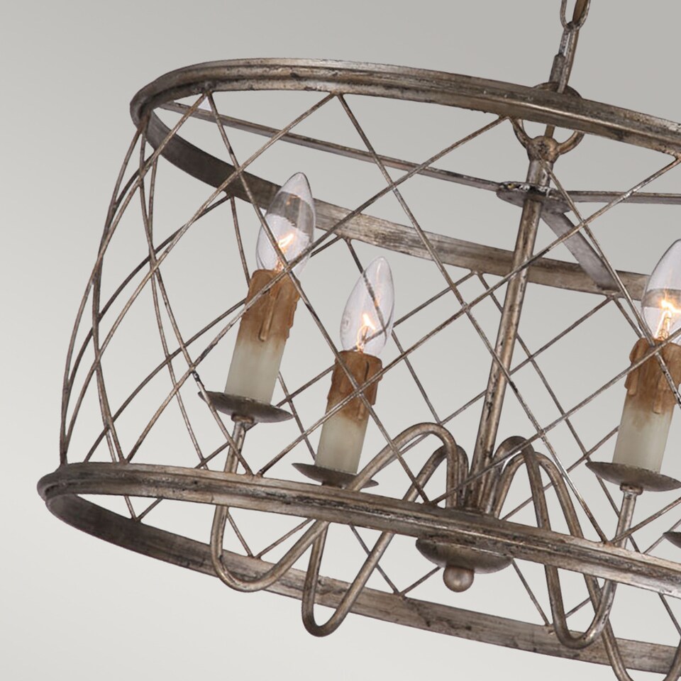 image 1 of Dury 4 Light Cage Ceiling Pendant Century Silver Leaf, E14