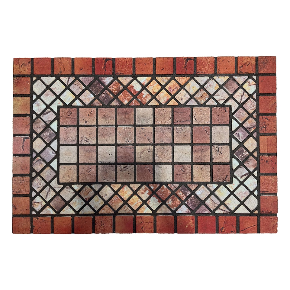 image 1 of Nicoman Rubber Elegant Red Tile Doormat - 90x60cm
