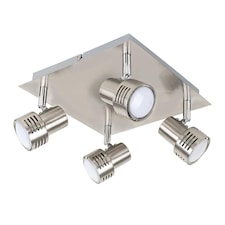 ValueLights Touch Square Brushed Silver Spotlight and Cool White Bulb