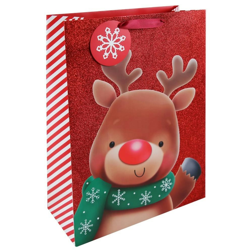 Rudolph Glitter Extra Large Christmas Gift Bag