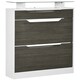 image 1 of HOMCOM Shoe Cabinet with 3 Drawers, High Gloss Front Panels, Glass Top Grey