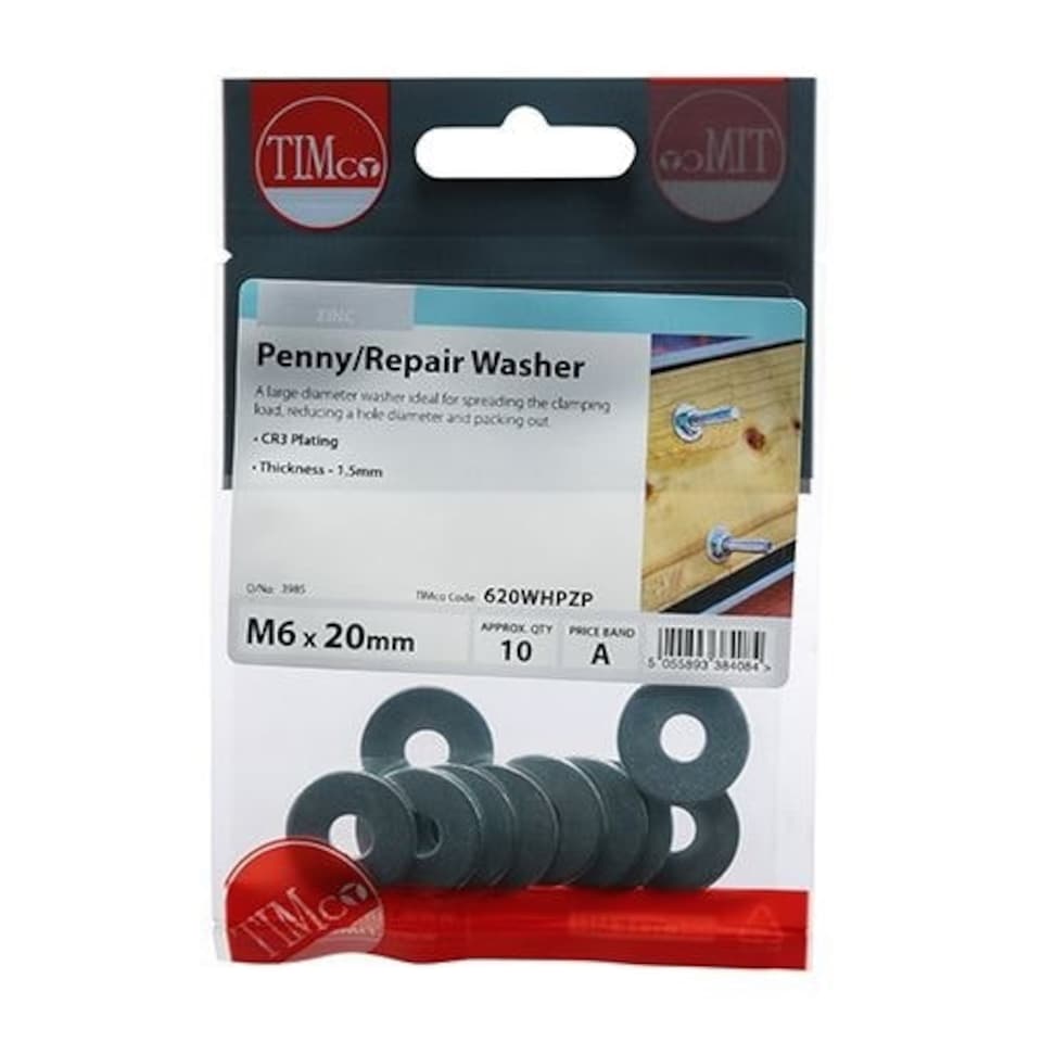 image 1 of Timco - Penny / Repair Washers - Zinc (Size M6 x 20 - 10 Pieces)