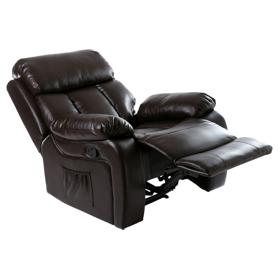 image 1 of Chester Bonded Leather Manual Recliner Chair with Heat And Massage (Brown)
