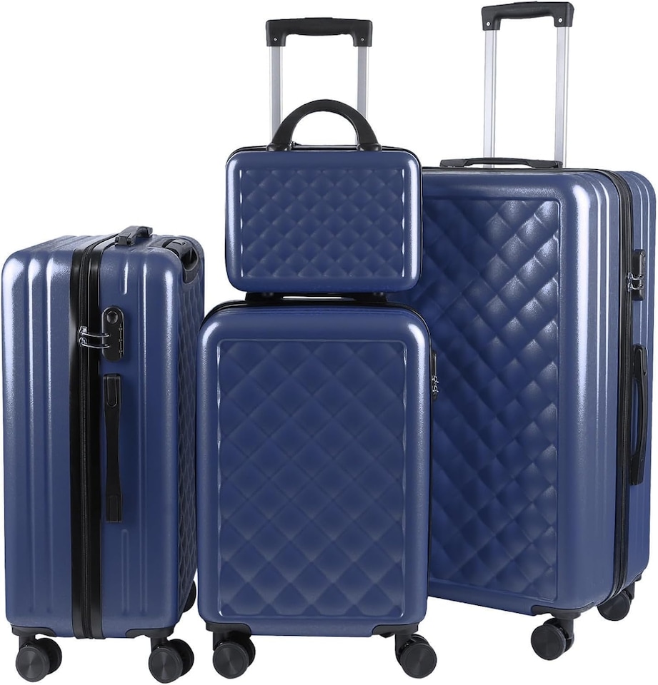 image 1 of Alivio Lightweight 4-Piece ABS Hard-Shell Luggage Suitcase Set (Blue)