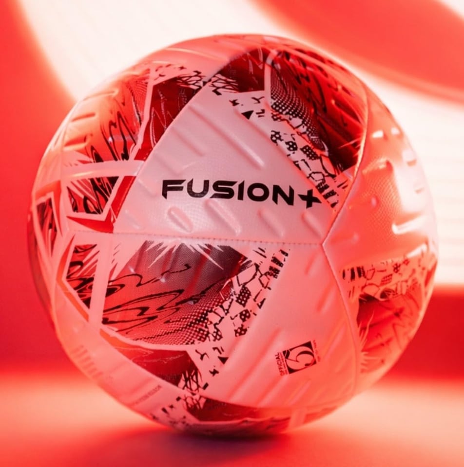 image 1 of Precision Fusion Plus Fifa Basic Training Football, 12 Panel Textured Tpu Match Ball, Pu Sealed Seams, Grass 3G Astro, White/Silver/Red/Black, 3