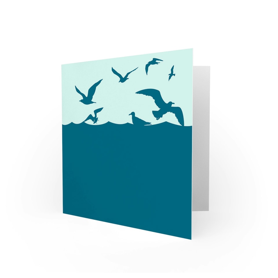 image 1 of Seagulls Water Sky Birds Art Blank Just to Say Card