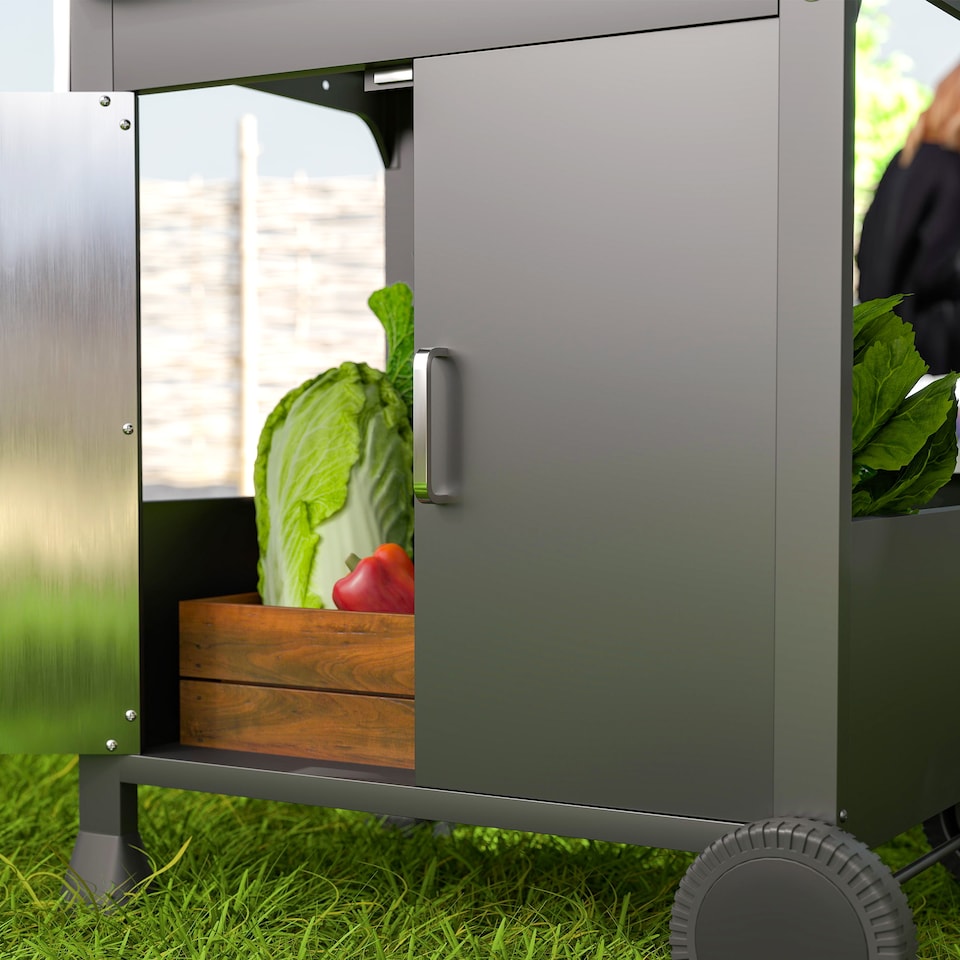 image 1 of Outsunny 3 Burner Propane Gas BBQ Grill with See-through Lid and Thermometer