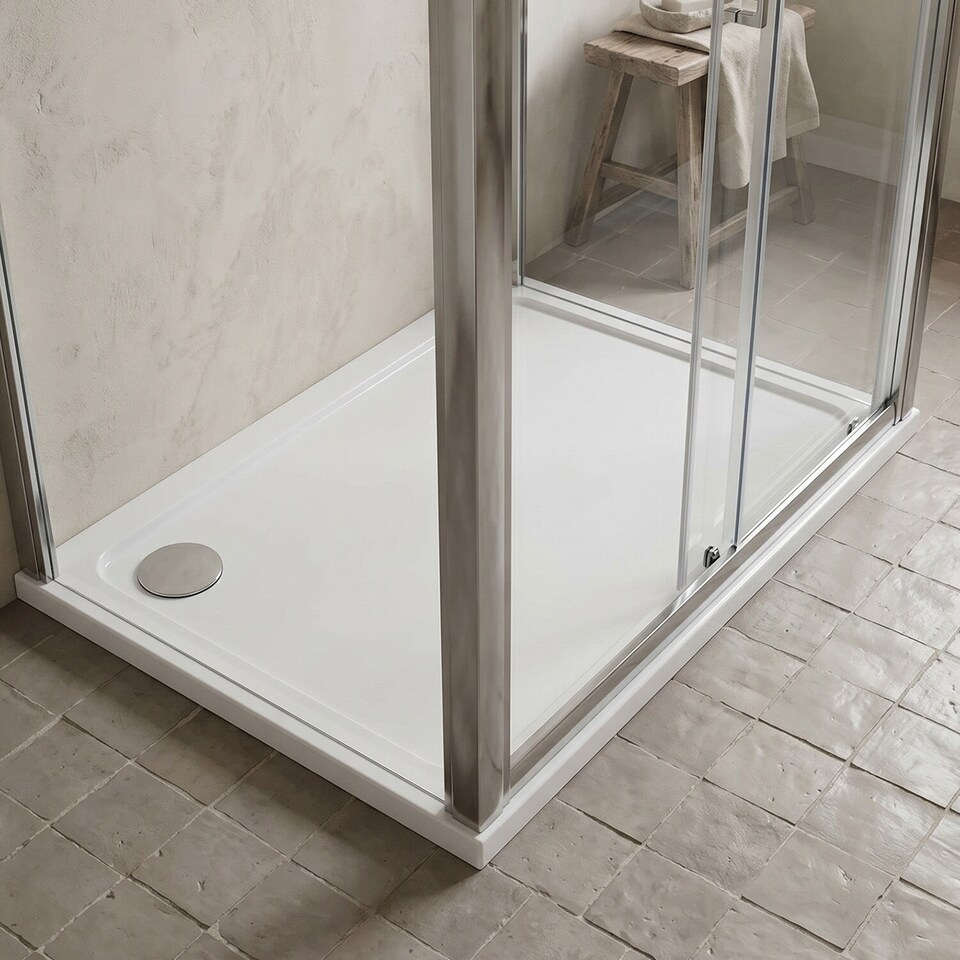 image 1 of Balterley Rectangular Stone Resin Premium Shower Tray with Corner Waste Position - Balterley | White | White