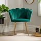 image 2 of Boucle Fabric Scallop Shell Chair Wing Back Armchair Sofa | Green