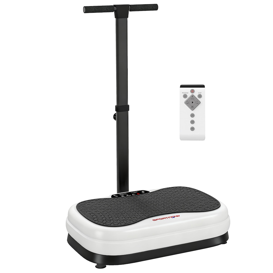 image 1 of SPORTNOW Vibration Plate Exercise Machine, Quiet Vibrating Plate for Weight Loss and Lymphatic Drainage with Adjustable & Removable Handle, Remote Control, Auto or Manual Speeds