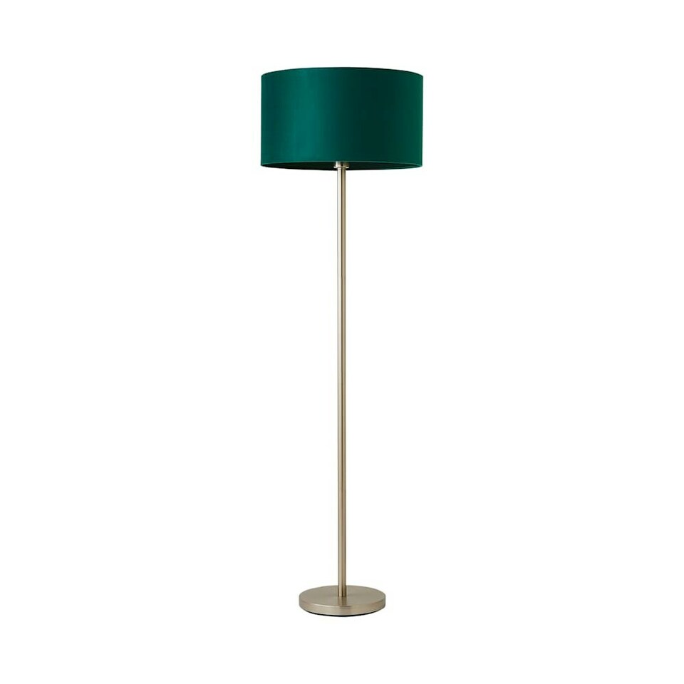 image 1 of ValueLights Charlie Chrome Stem Floor Lamp Green Drum Shade Green