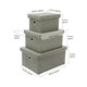 image 5 of JVL Silva Rectangular Fabric Storage Baskets with Lids, Set of 3, Grey Grey