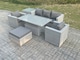 image 3 of Fimous Rattan Garden Funiture Set Adjustable Rising Lifting Table Sofa Dining Set With 2 Arm Chair Side Table Big Footstool