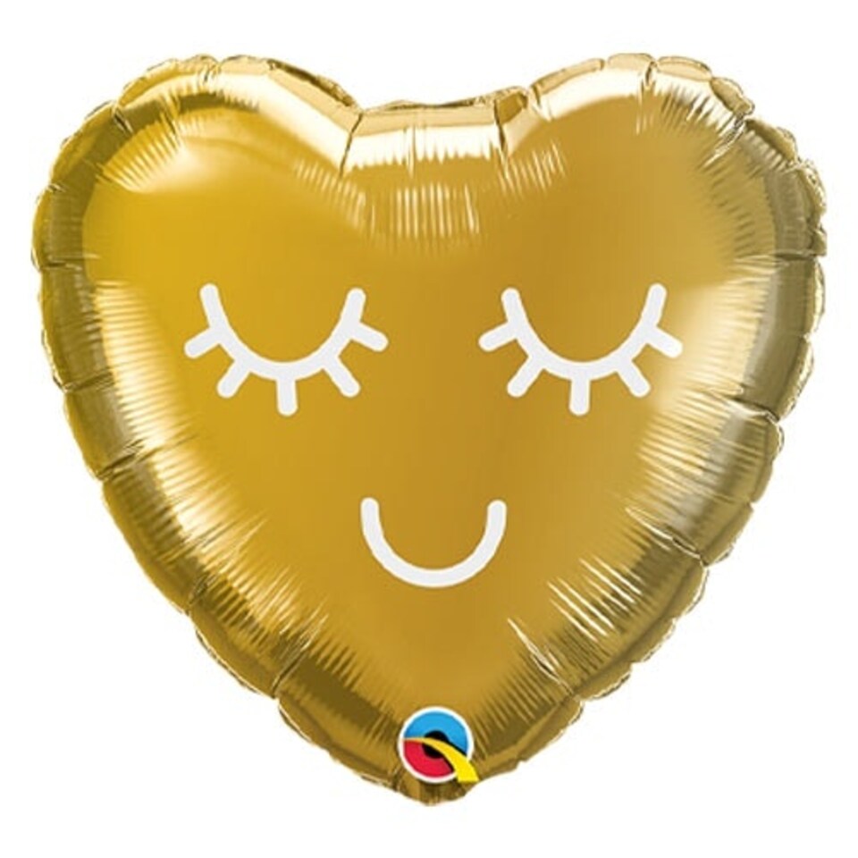 Mini Eyelashes Gold Heart Shape Air Fill Foil Qualatex Balloon 23cm / 9 in
