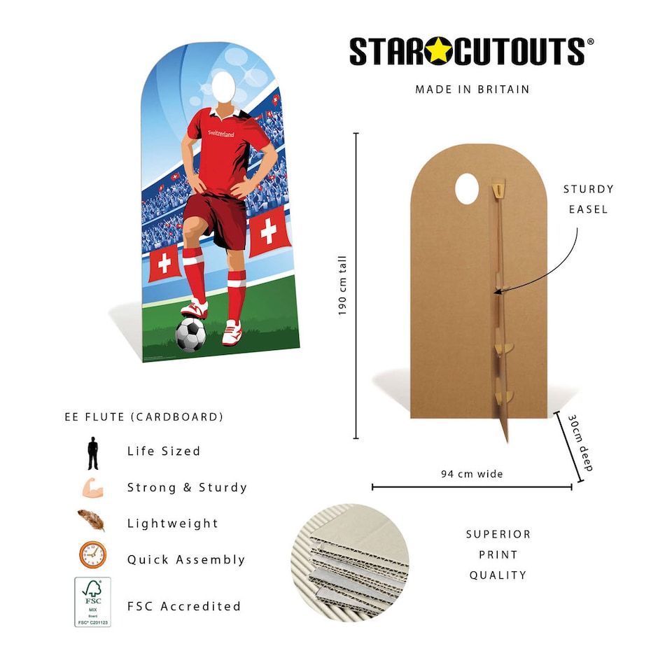 image 1 of Switzerland World International Tournament Football Stand-In Cardboard Cutout 190cm