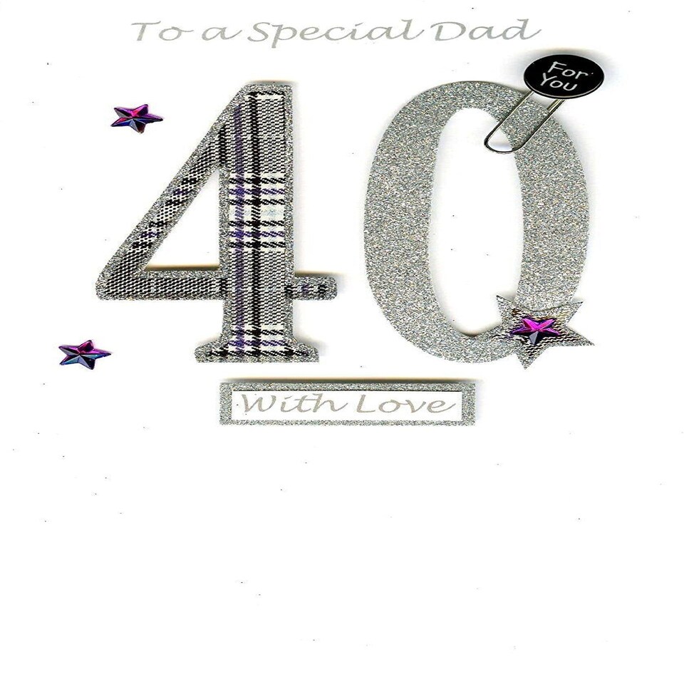 image 1 of Dad 40th Special Birthday Greeting Card Hand-Finished Champagne Cards