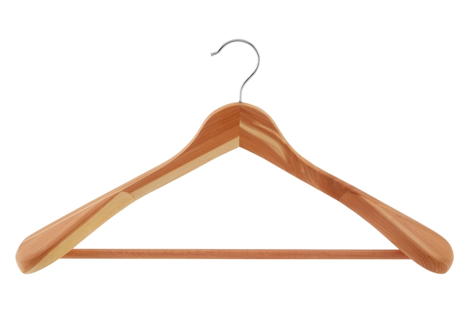 image 1 of Orsina Cedar Wood Trouser Hanger, Natural Anti-Moth Hanger With Fixed Rail & Chrome Hook, Helps Garment Freshness