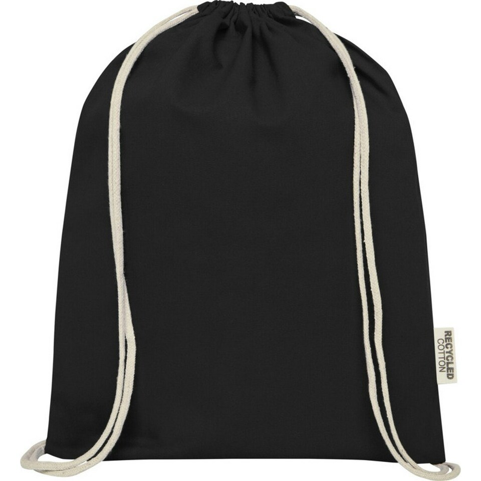 image 1 of Oregon Recycled Cotton Drawstring Bag - Solid Black - One Size Black | One Size