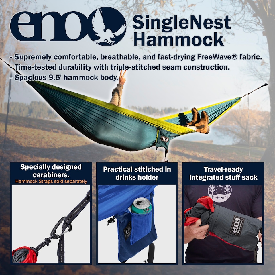 image 1 of SingleNest Hammock - Lightweight Durable Portable Camping Hammock | Blue | Blue | Single | 1