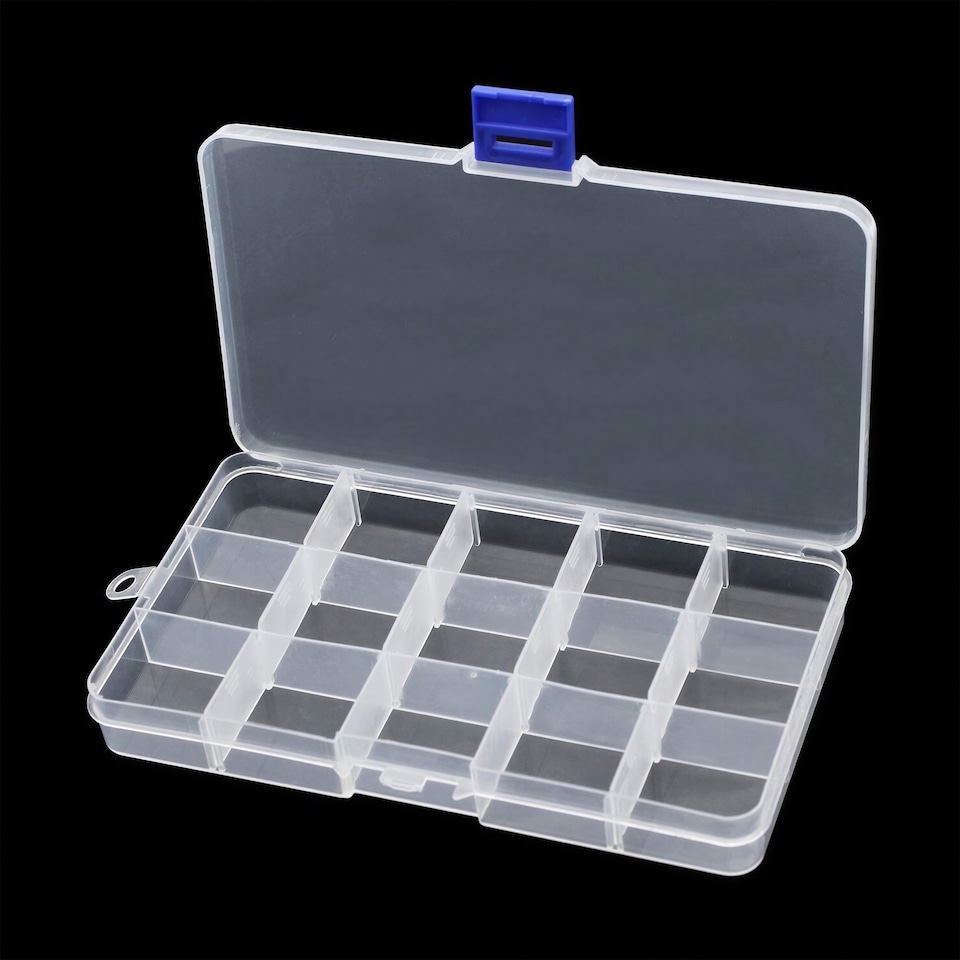 image 1 of 15 Compartment Storage Box with Blue Lock - 173 x 100 x 22mm