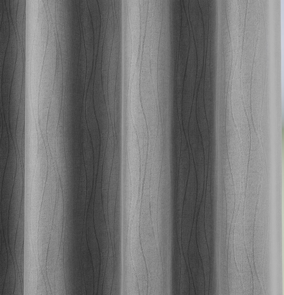 image 1 of Enhanced Living Goodwood Silver Thermal, Energy Saving, Dimout Eyelet Curtains with Wave Pattern (PAIR) - 90 x 72 inch (229x183cm)