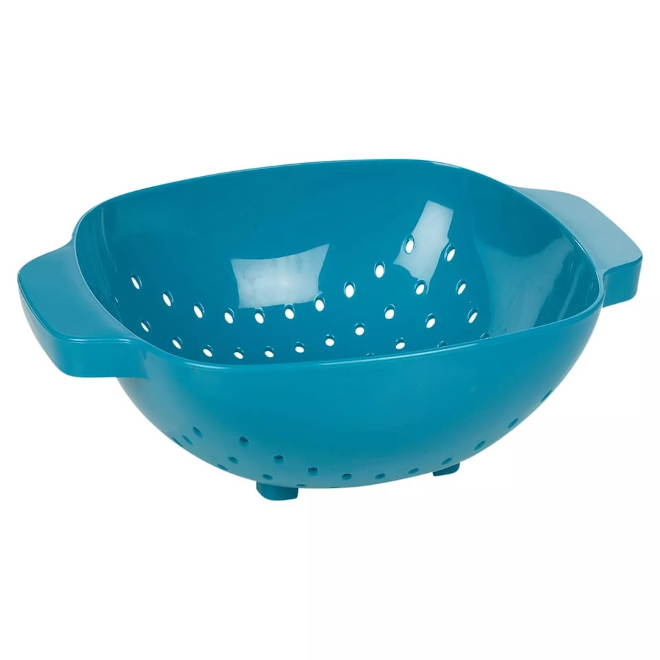 image 1 of Plastic Colander Sieve Mesh Food Pasta Rice Veg Washing Strainer Kitchen Basket | Multi | Teal