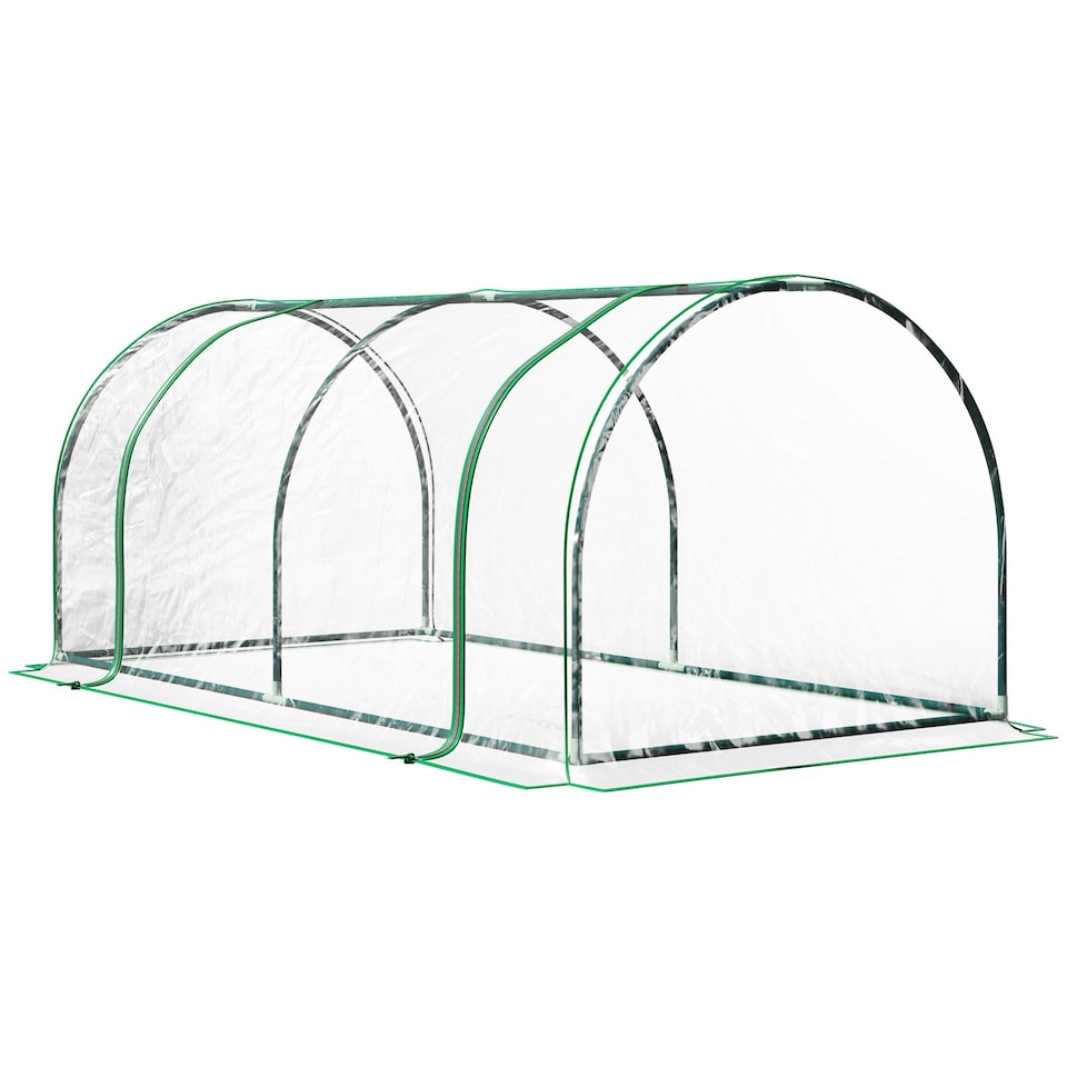 image 1 of Outsunny Tunnel Greenhouse Grow House Steel Frame PE Green 200x100x80 cm