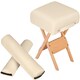 image 1 of Stool & Bolster Cushion Set - foldable, padded, wood and faux leather | Cream | beige | 1