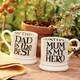 image 2 of Mug Set: 2 x 300ml Emma Bridgewater Black Toast Archive My Dad Is My Hero & My Mum Is My Hero Set Of 2 1/2 Pint Mugs Boxed, Ceramic White