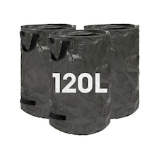 Harbour Housewares Heavy-Duty Garden Waste Bags - 120L - Black - Pack of 3 | Black | Black